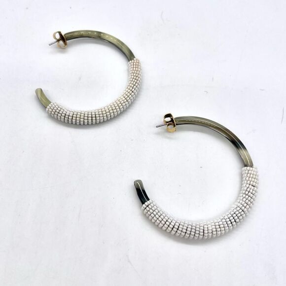 J.Crew Tortoises and Beaded open Hoop Earrings - Picture 1 of 4